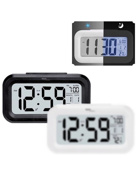 Sveglia digitale con termometro e sensore luce al buio 135x70mm